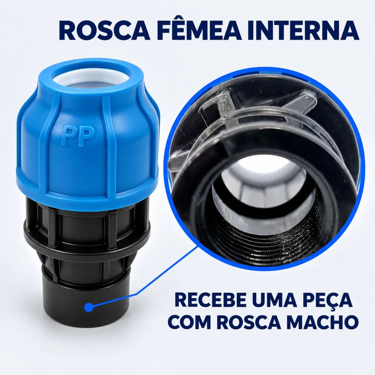 Adaptador Fêmea de Compressão PEAD 32 mm x 1" – Rosca Fêmea