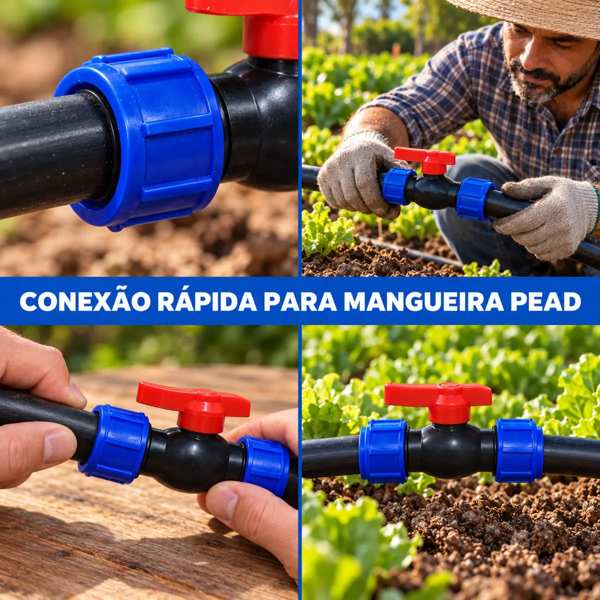 Registro de Esfera PEAD 32 mm – Válvula de Compressão Dupla União