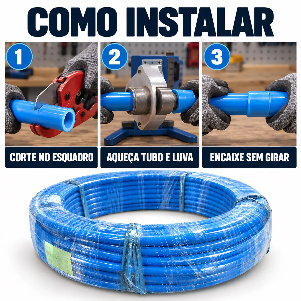 Tubo PPR Ar Comprimido Azul 20 mm PN 20 Barra 3 m