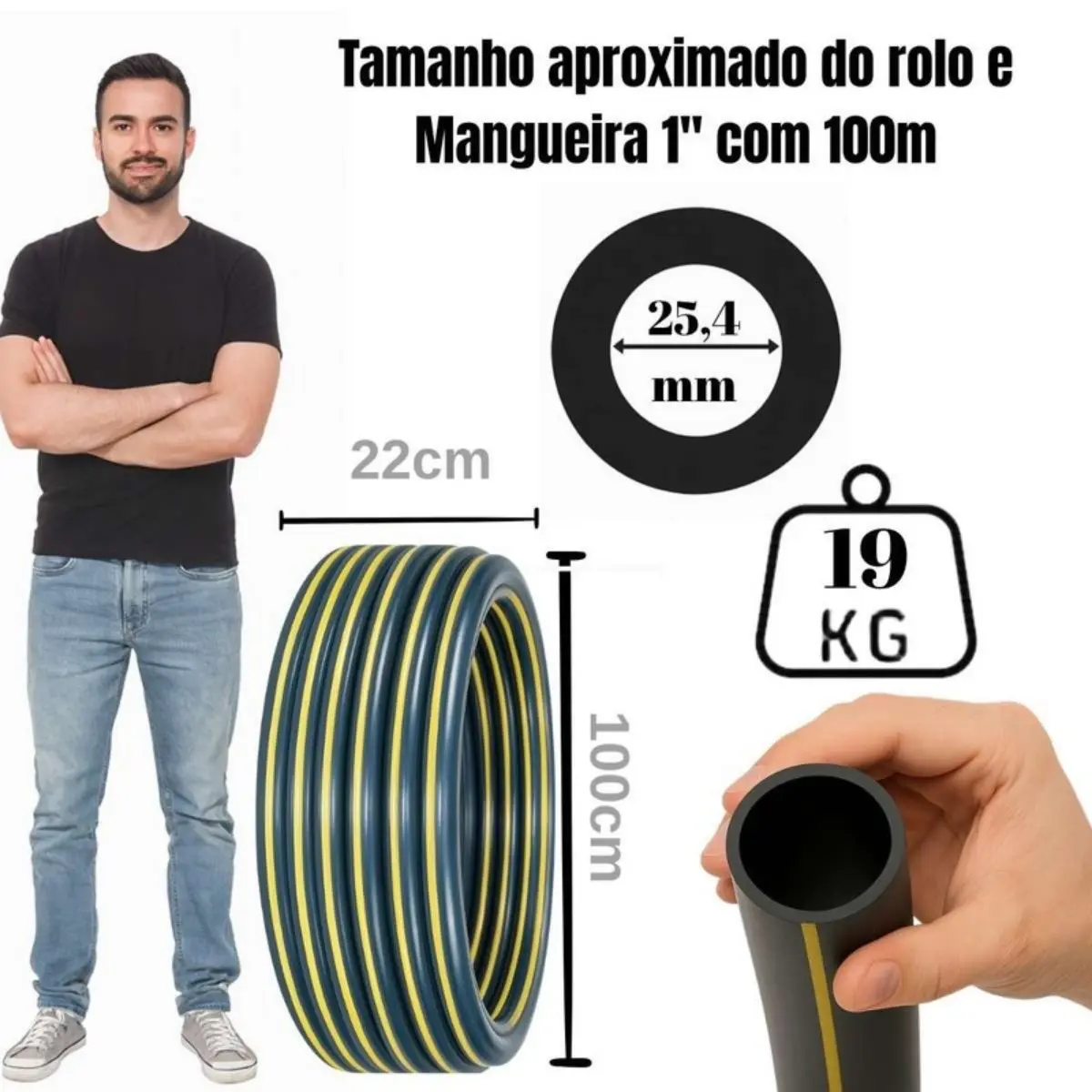 Mangueira PEBD Preta 1" x 2,0 mm Rolo 100 m – Tubo de Polietileno para Irrigação