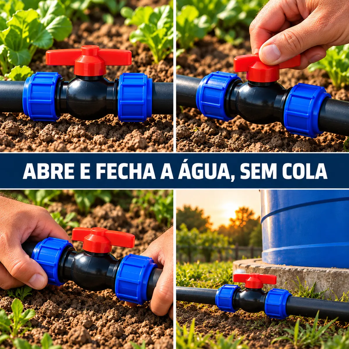 Registro de Esfera PEAD 32 mm – Válvula de Compressão Dupla União