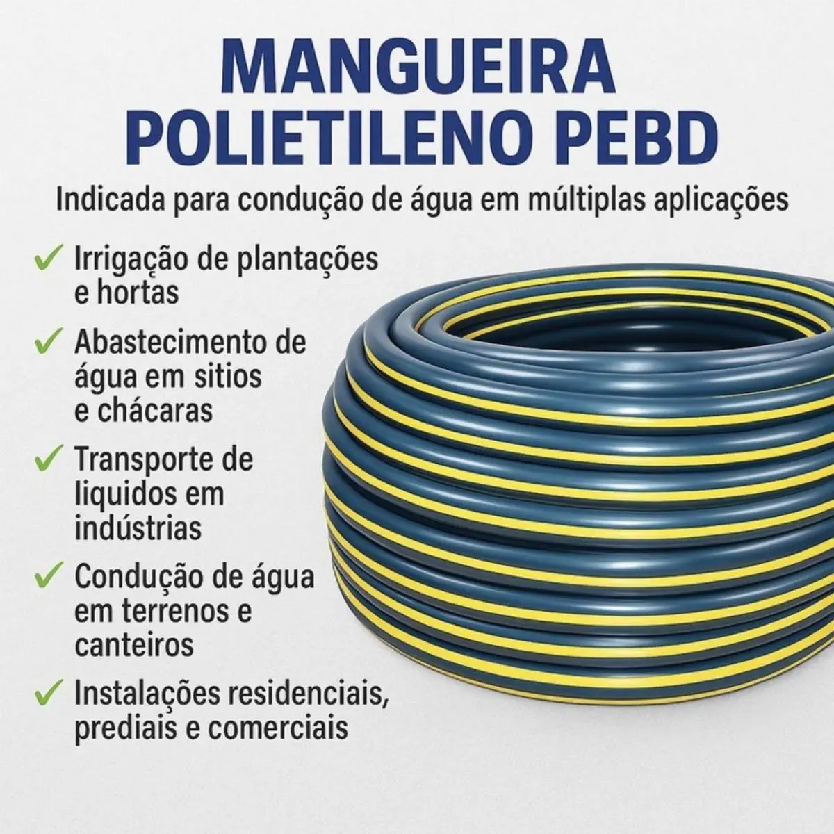 Mangueira PEBD Preta 1/2" x 2,4 mm Rolo 100 m – Tubo de Polietileno para Irrigação