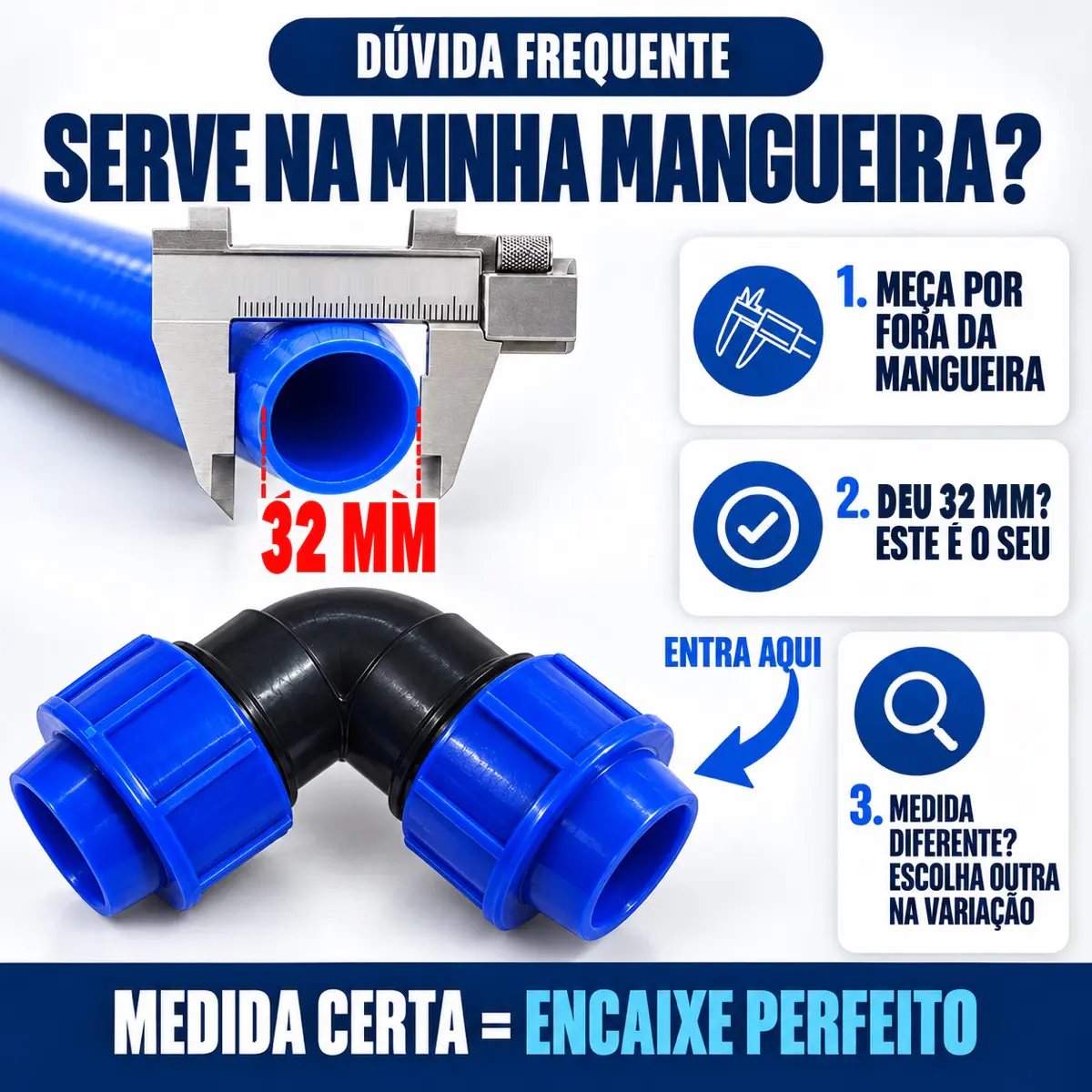 Cotovelo 90° de Compressão PEAD 32 mm – Joelho para Mangueira PEAD
