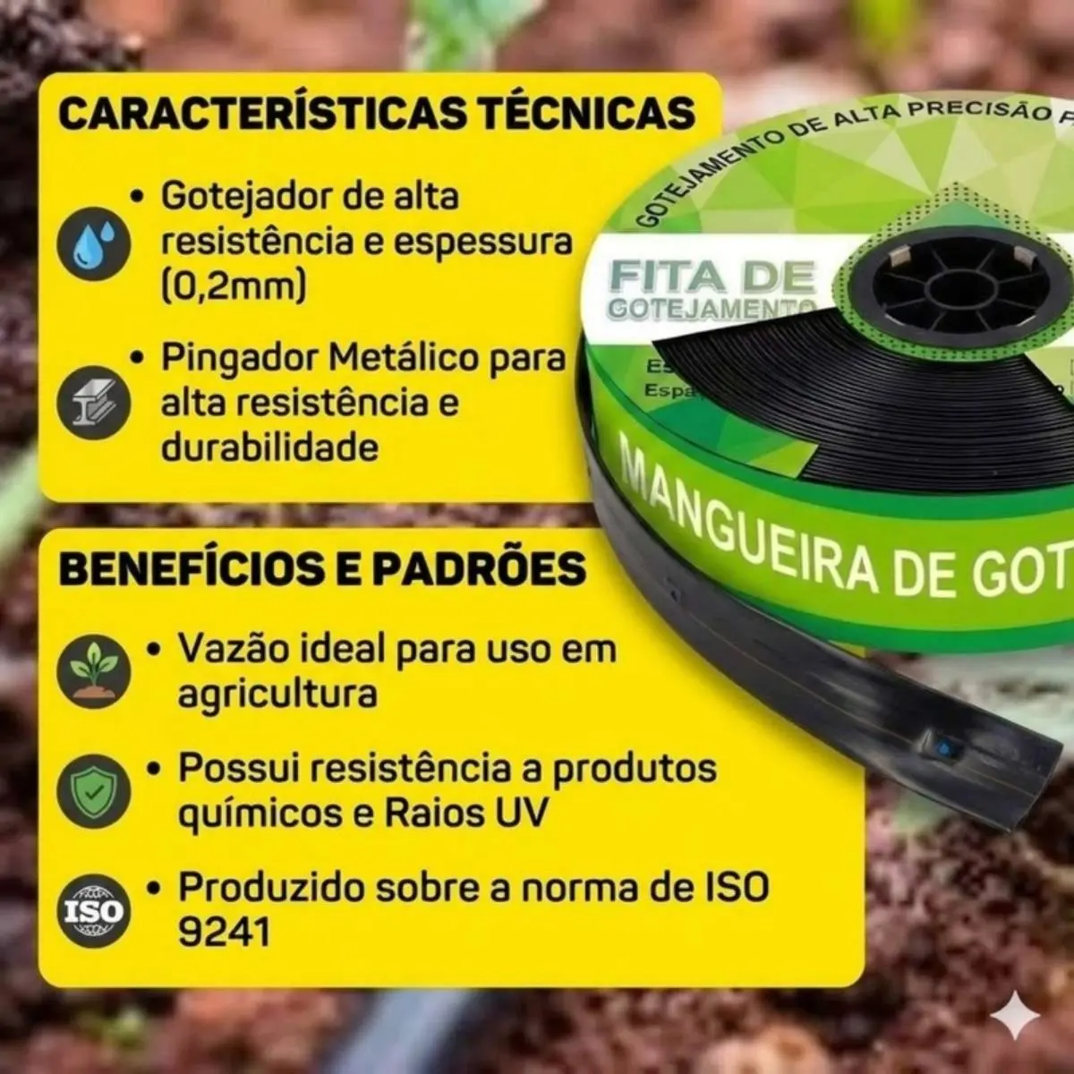 Mangueira de Gotejamento 16 mm Rolo 500 m – Fita para Irrigação