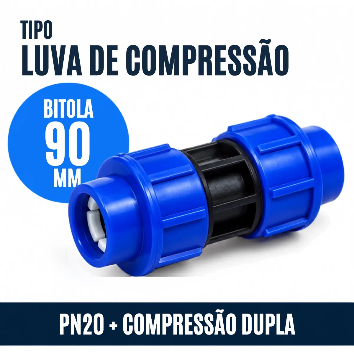 União de Compressão PEAD 90 mm – Luva para Tubo e Mangueira PEAD