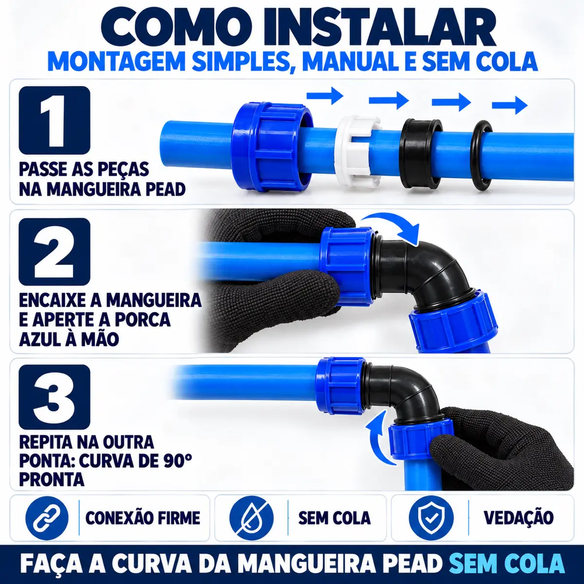Cotovelo 90° de Compressão PEAD 32 mm – Joelho para Mangueira PEAD