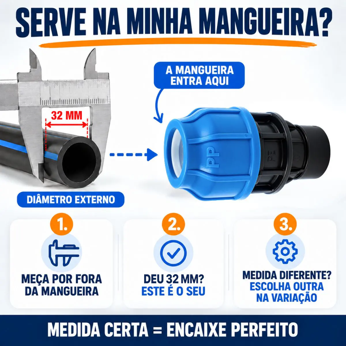 Adaptador Fêmea de Compressão PEAD 32 mm x 1" – Rosca Fêmea