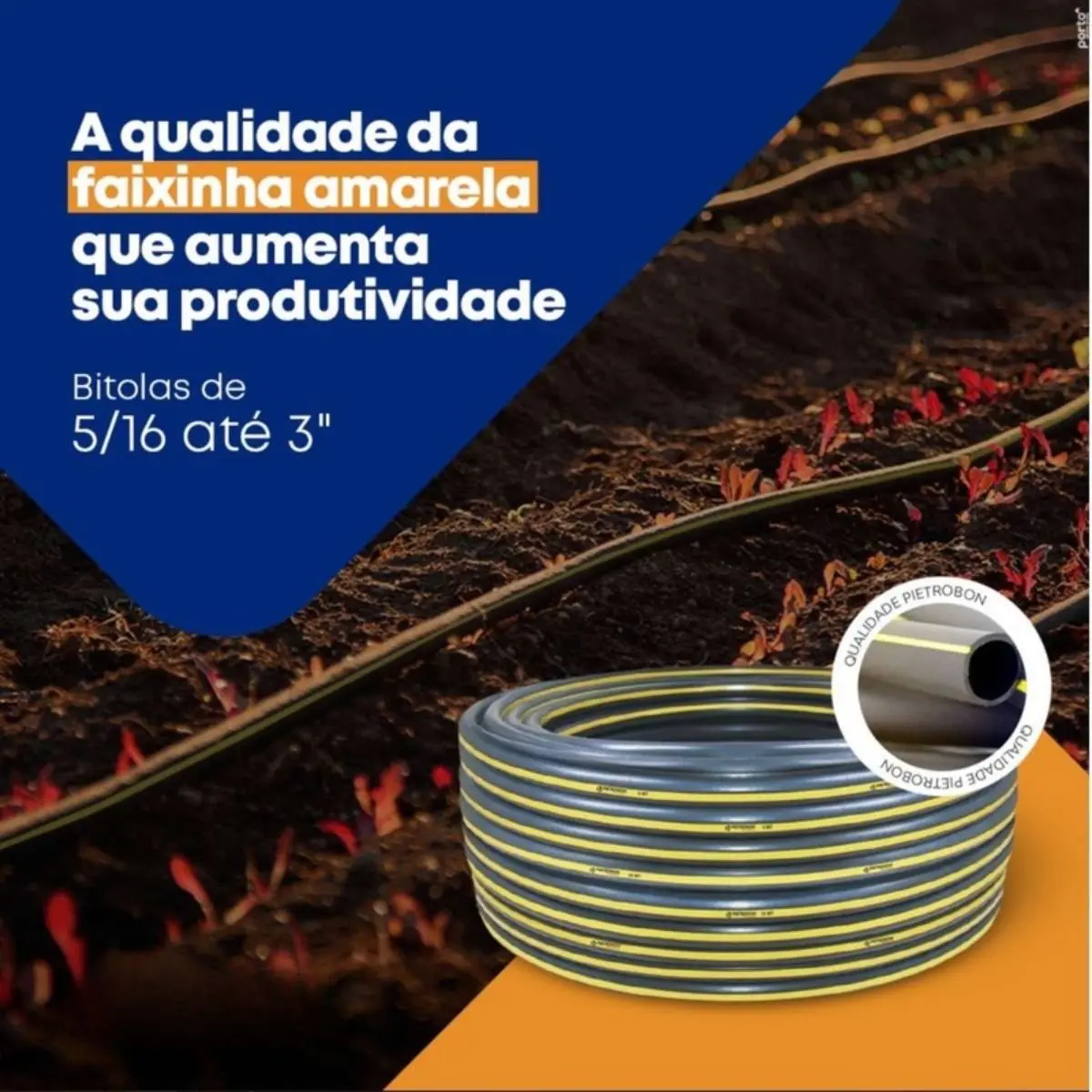 Mangueira PEBD Preta 1/2" x 2,4 mm Rolo 100 m – Tubo de Polietileno para Irrigação