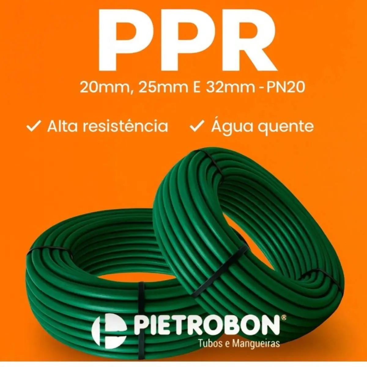 Tubo PPR 20 mm PN 20 Rolo 50 m – Água Quente e Fria