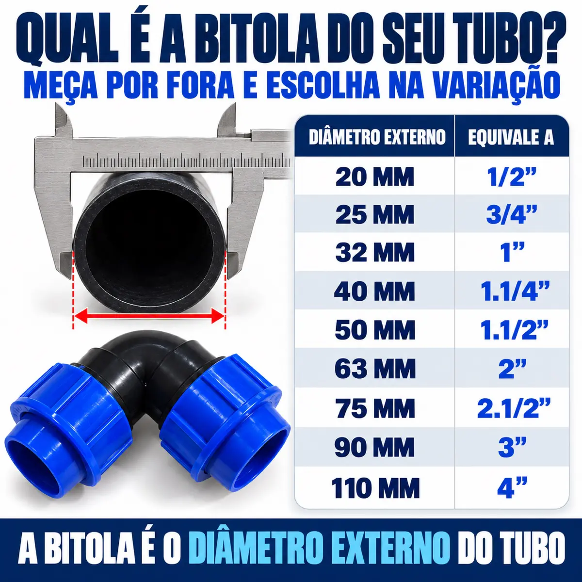 Cotovelo 90° de Compressão PEAD 32 mm – Joelho para Mangueira PEAD
