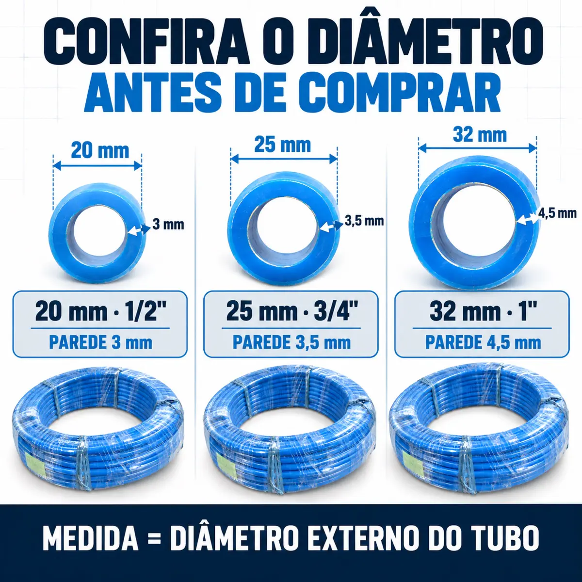 Tubo PPR Ar Comprimido Azul 20 mm PN 20 Barra 3 m