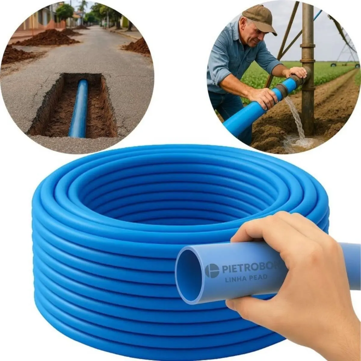 Tubo PEAD 20 mm PN 25 Azul Rolo 100 m – Mangueira PEAD para Água e Irrigação