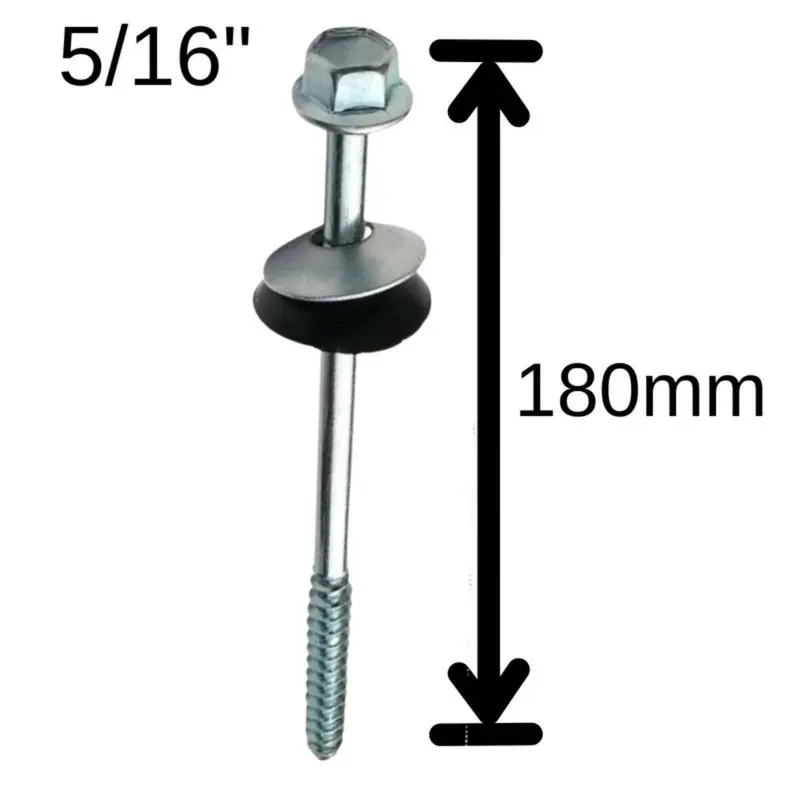 Parafuso Telheiro 5/16" x 180 mm com Vedação – Caixa 100 un