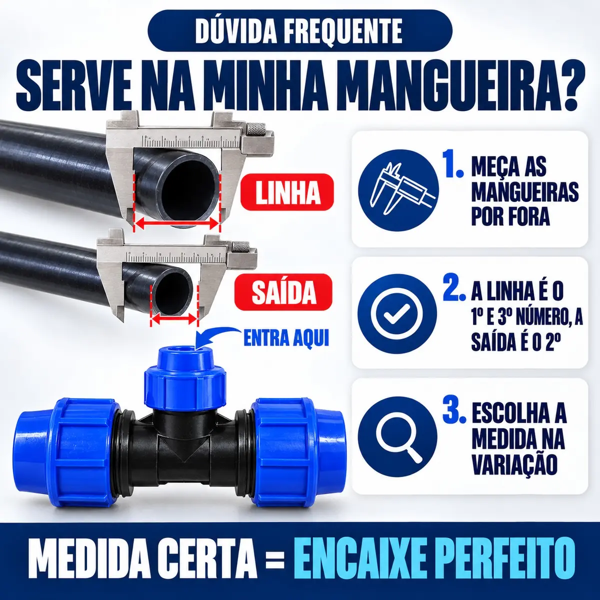 Tê Redutor de Compressão PEAD 32 x 20 x 32 mm – Derivação com Redução