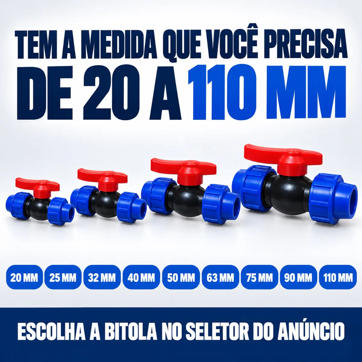 Registro de Esfera PEAD 32 mm – Válvula de Compressão Dupla União
