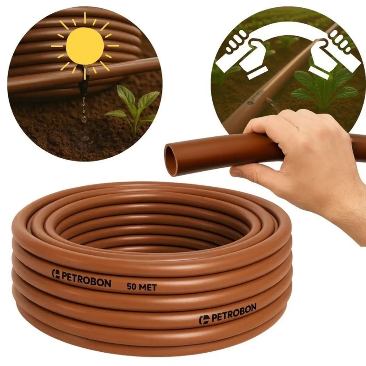 Mangueira PEBD Marrom 1" x 3,0 mm Rolo 100 m – Marcação Metro a Metro