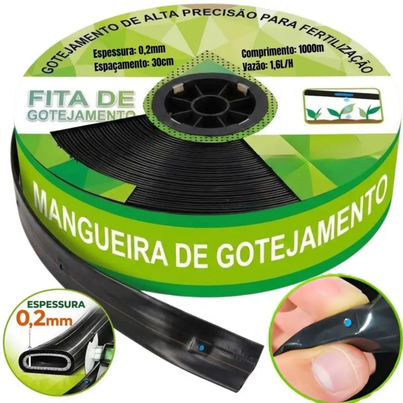 Mangueira de Gotejamento 16 mm Espaçamento 20 cm Rolo 1000 m – Fita para Irrigação
