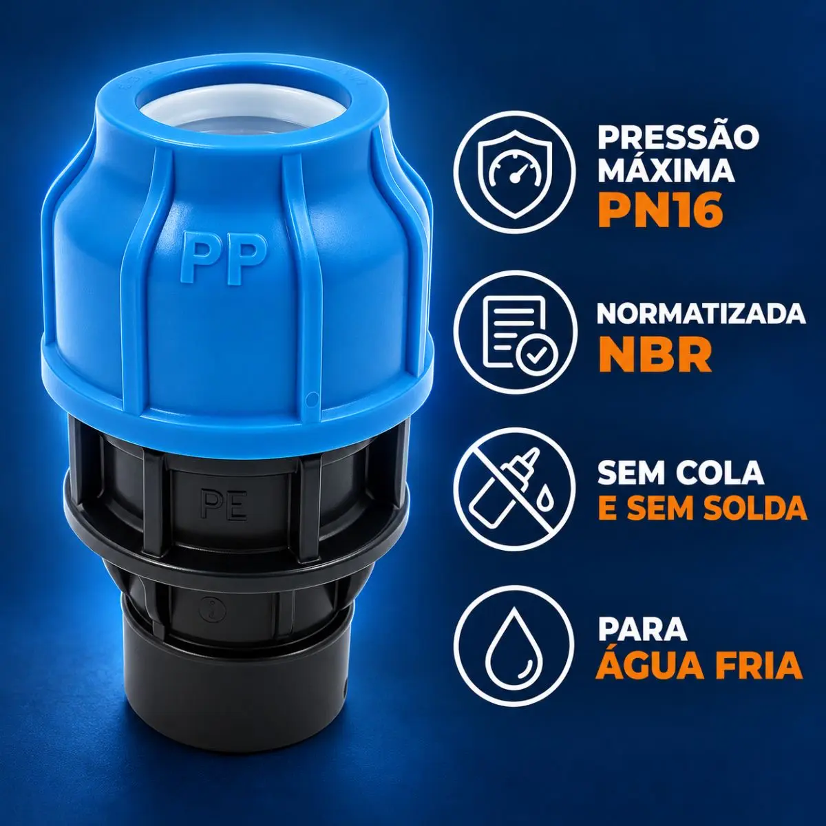 Adaptador Fêmea de Compressão PEAD 32 mm x 1" – Rosca Fêmea