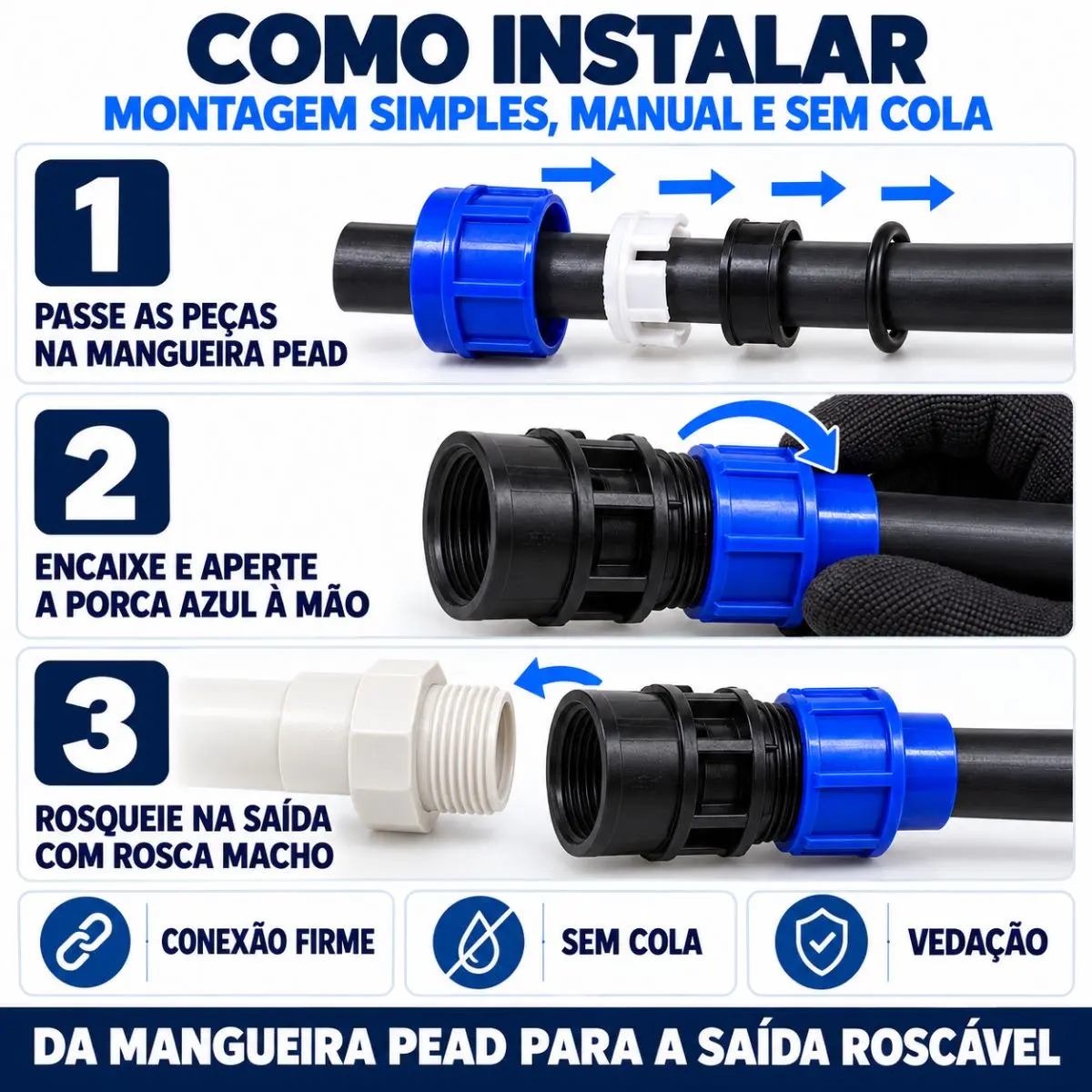 Adaptador Fêmea de Compressão PEAD 32 mm x 1" – Rosca Fêmea