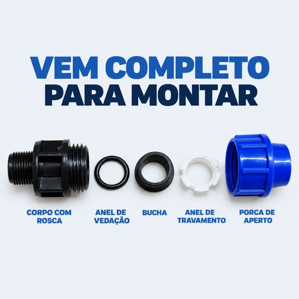 Adaptador Macho de Compressão PEAD 25 mm x 1/2" – Rosca Macho