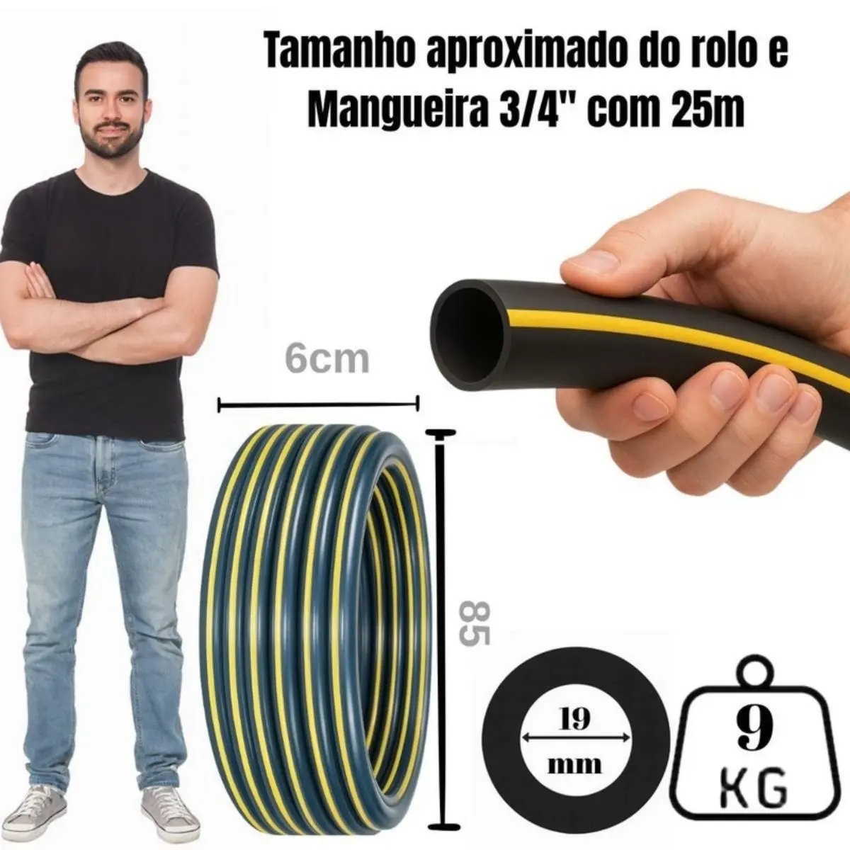Mangueira PEBD Preta 3/4" x 1,5 mm Rolo 25 m – Tubo de Polietileno para Irrigação