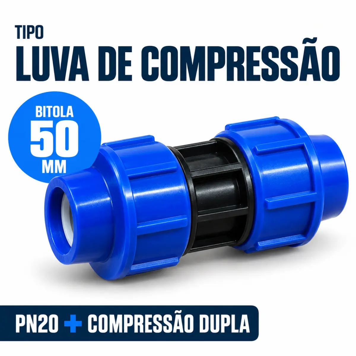 União de Compressão PEAD 50 mm – Luva para Tubo e Mangueira PEAD