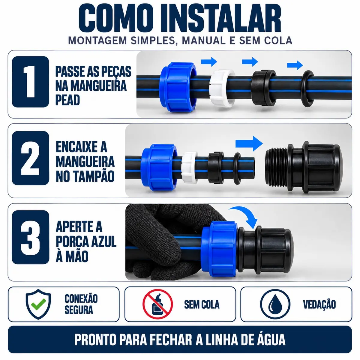Tampão de Compressão PEAD 40 mm – Cap para Final de Linha