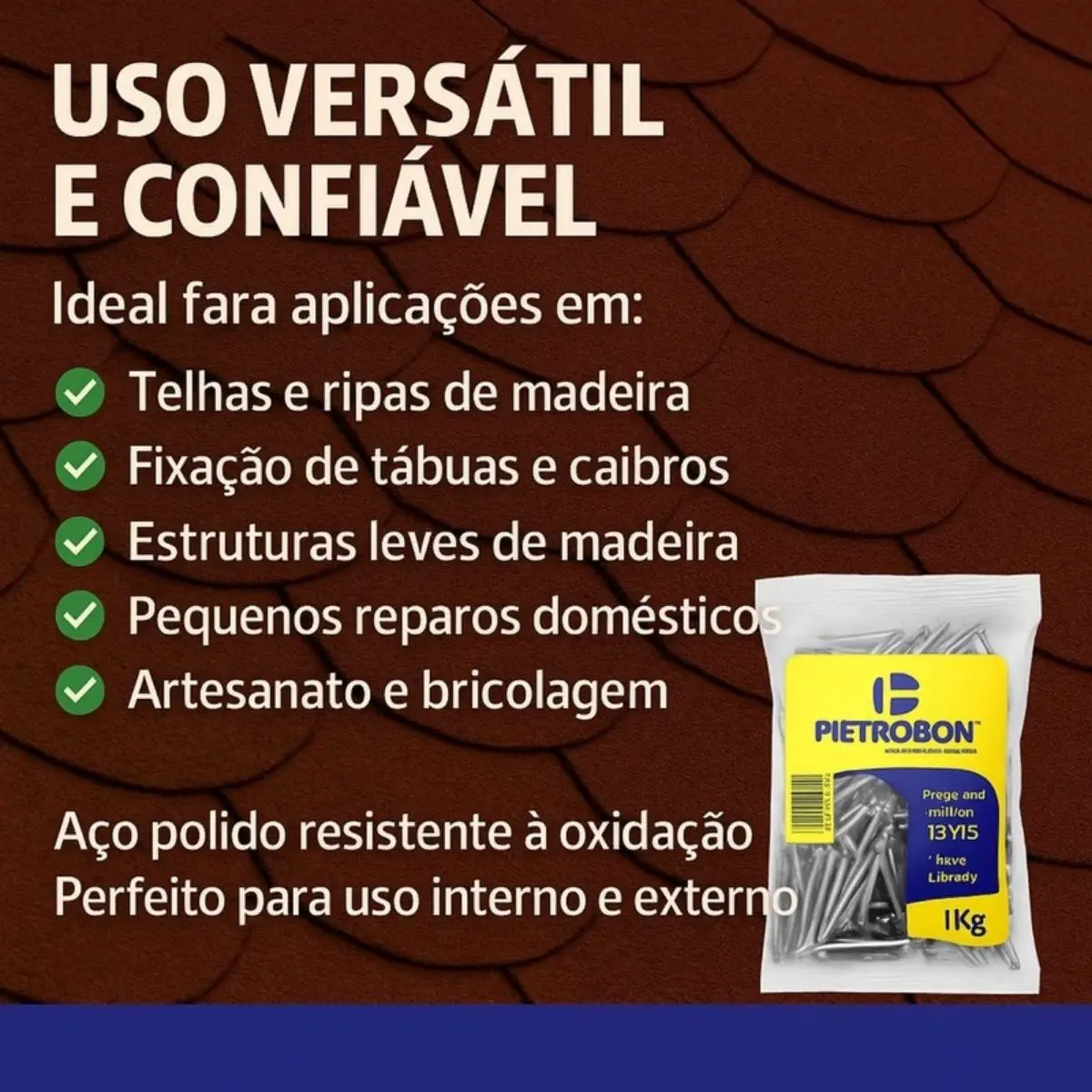 Prego de Aço Polido 18x30 Cabeça Dupla – Pacote 1 kg