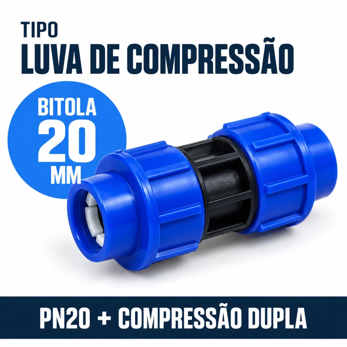 União de Compressão PEAD 20 mm – Luva para Tubo e Mangueira PEAD