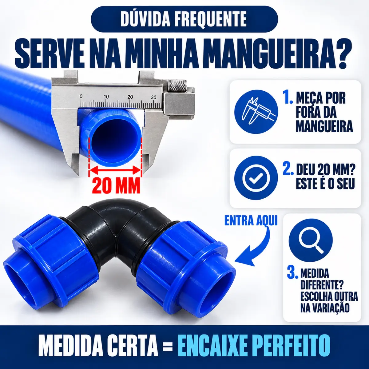 Cotovelo 90° de Compressão PEAD 20 mm – Joelho para Mangueira PEAD