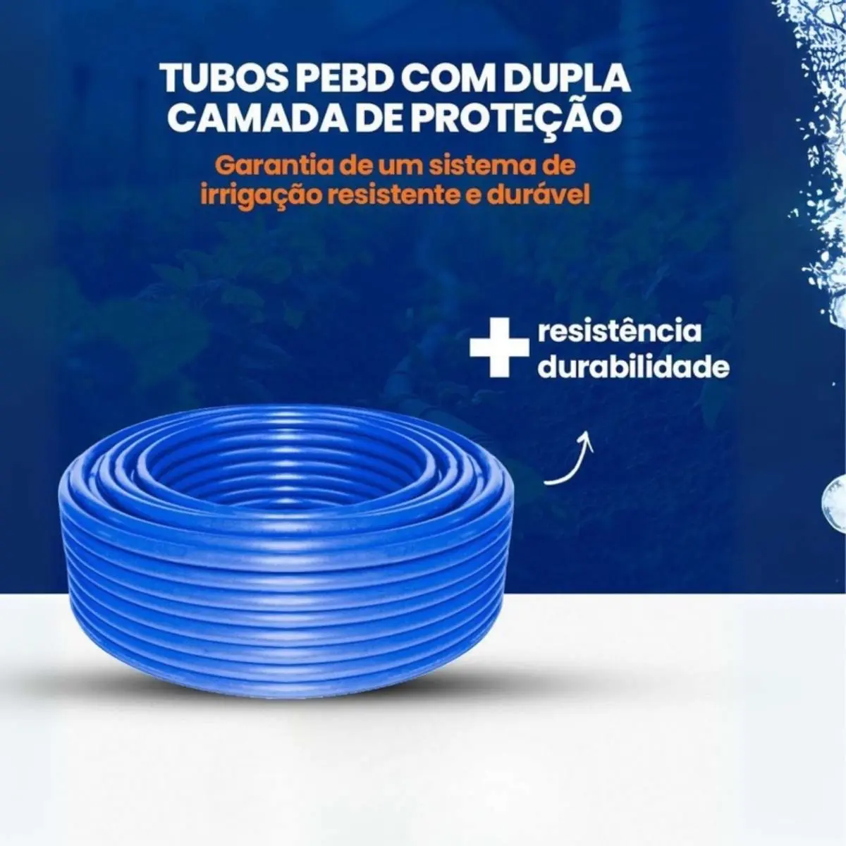 Mangueira PEBD Azul Dupla Camada 1/2" x 2,0 mm Rolo 100 m – Reforçada