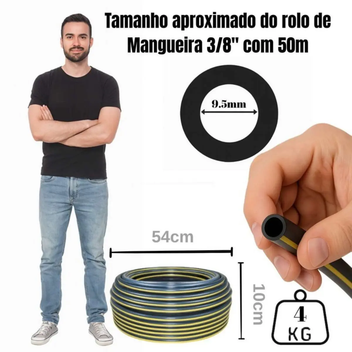 Mangueira PEBD Preta 3/8" x 1,5 mm Rolo 50 m – Tubo de Polietileno para Irrigação