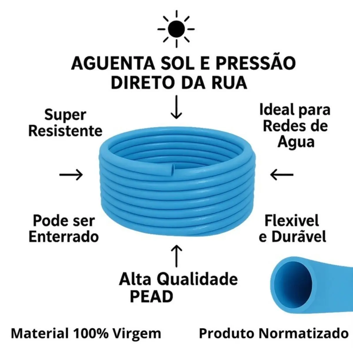 Tubo PEAD 20 mm PN 25 Azul Rolo 100 m – Mangueira PEAD para Água e Irrigação