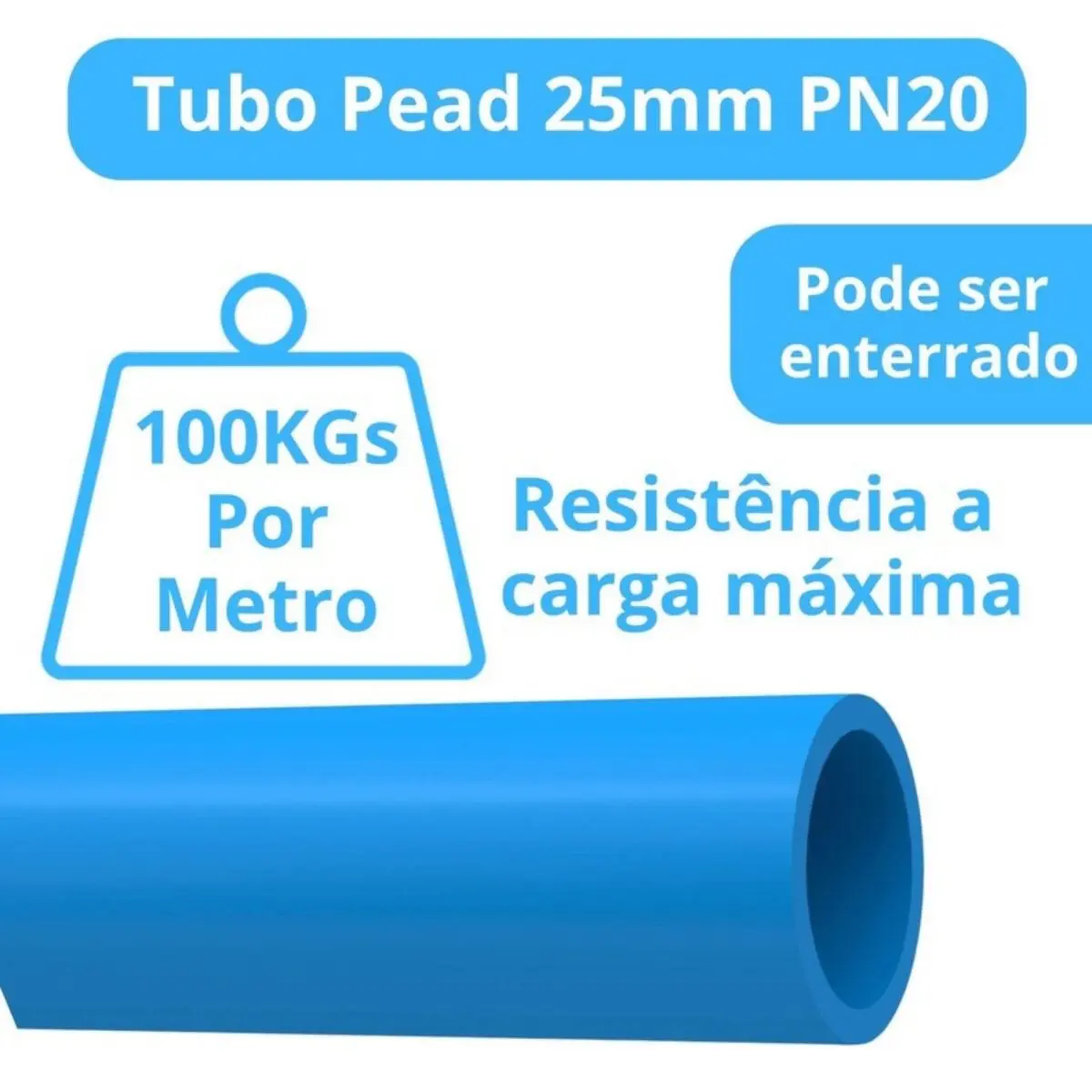 Tubo PEAD 25 mm PN 20 Azul Rolo 100 m – Mangueira PEAD para Água e Irrigação