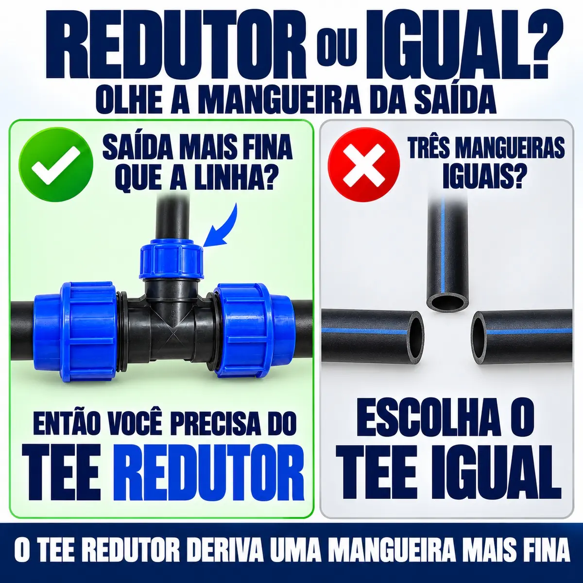 Tê Redutor de Compressão PEAD 32 x 20 x 32 mm – Derivação com Redução