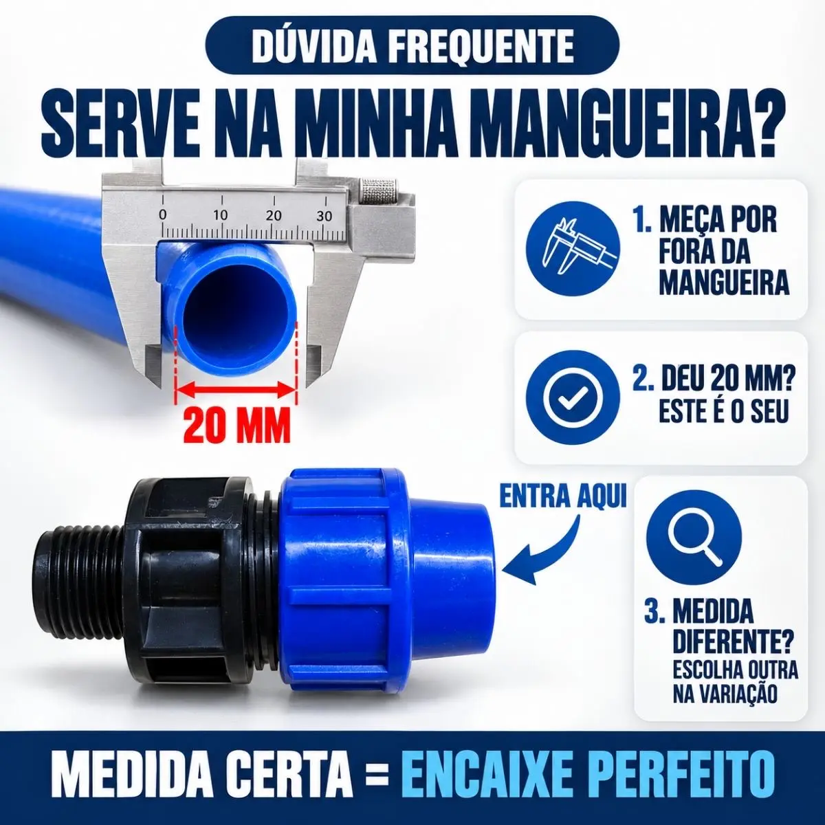 Adaptador Macho de Compressão PEAD 20 mm x 3/4" – Rosca Macho