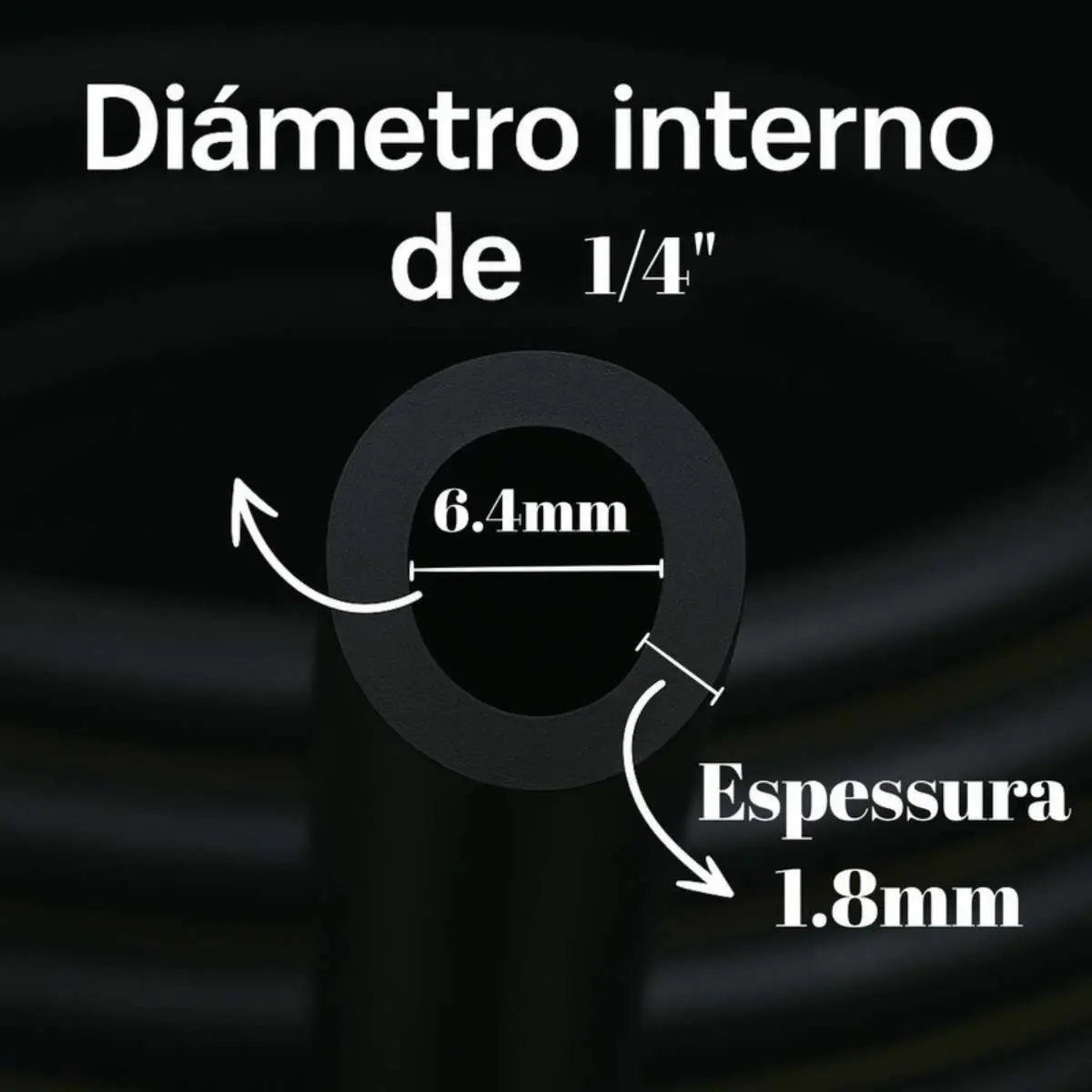 Mangueira PEBD Preta 1/4" x 1,8 mm Rolo 100 m – Tubo de Polietileno para Irrigação