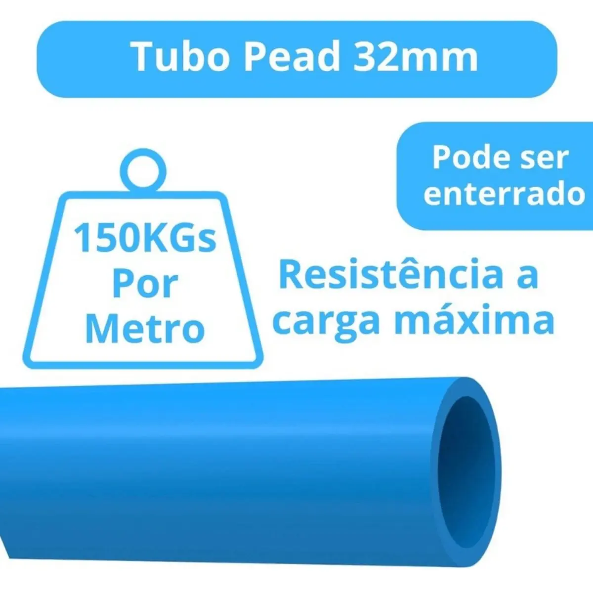 Tubo PEAD 32 mm PN 25 Azul Rolo 100 m – Mangueira PEAD para Água e Irrigação