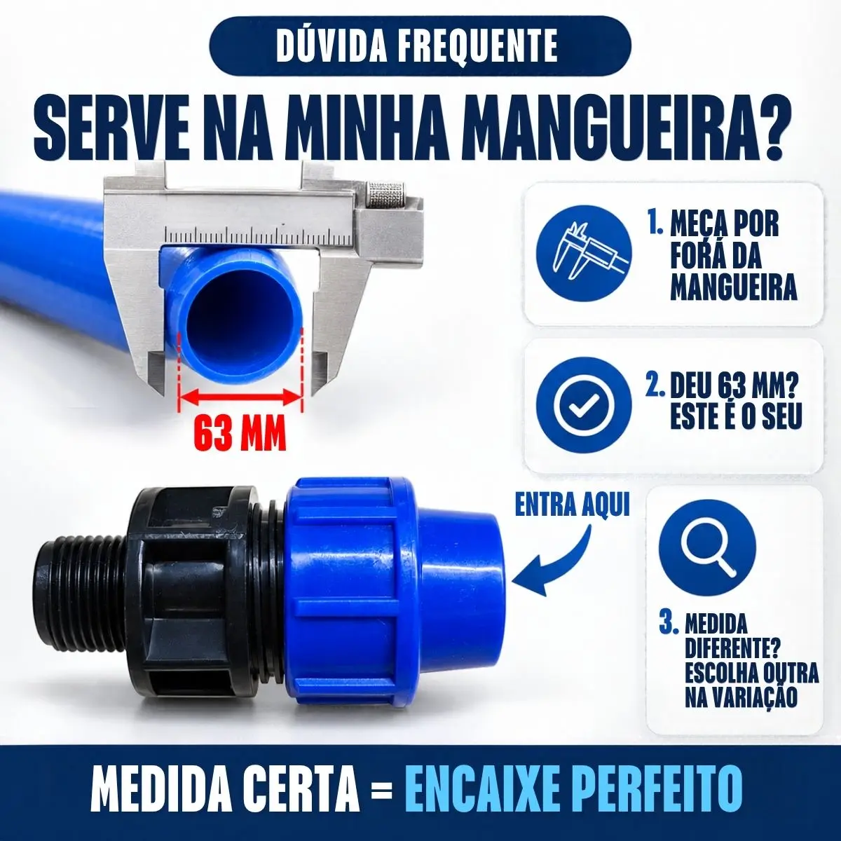 Adaptador Macho de Compressão PEAD 63 mm x 2" – Rosca Macho