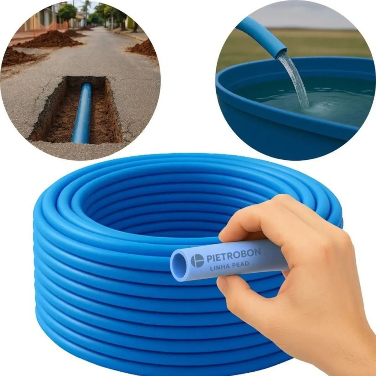Tubo PEAD 20 mm PN 25 Azul Rolo 100 m – Mangueira PEAD para Água e Irrigação