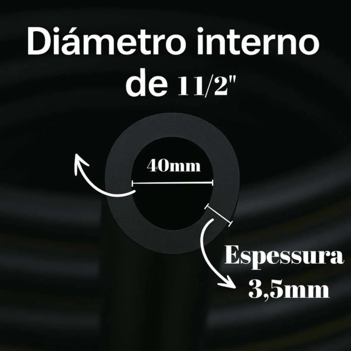 Mangueira PEBD Preta 1.1/2" x 3,5 mm Rolo 100 m – Tubo de Polietileno para Irrigação