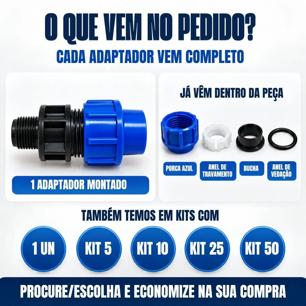 Adaptador Macho de Compressão PEAD 25 mm x 1/2" – Rosca Macho