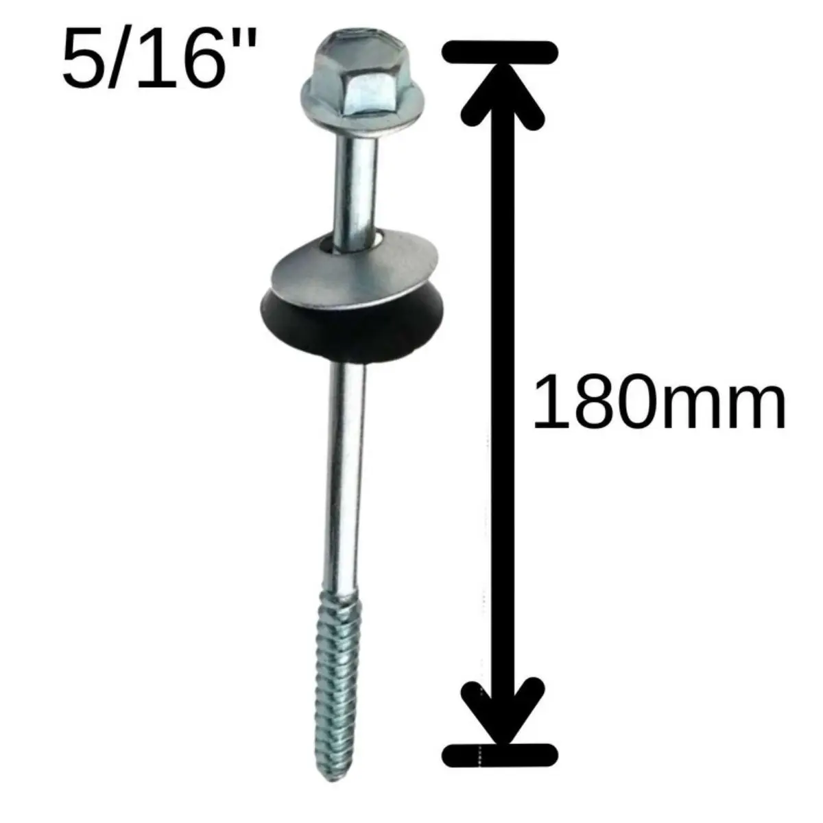 Parafuso Telheiro 5/16" x 180 mm com Vedação – Caixa 100 un