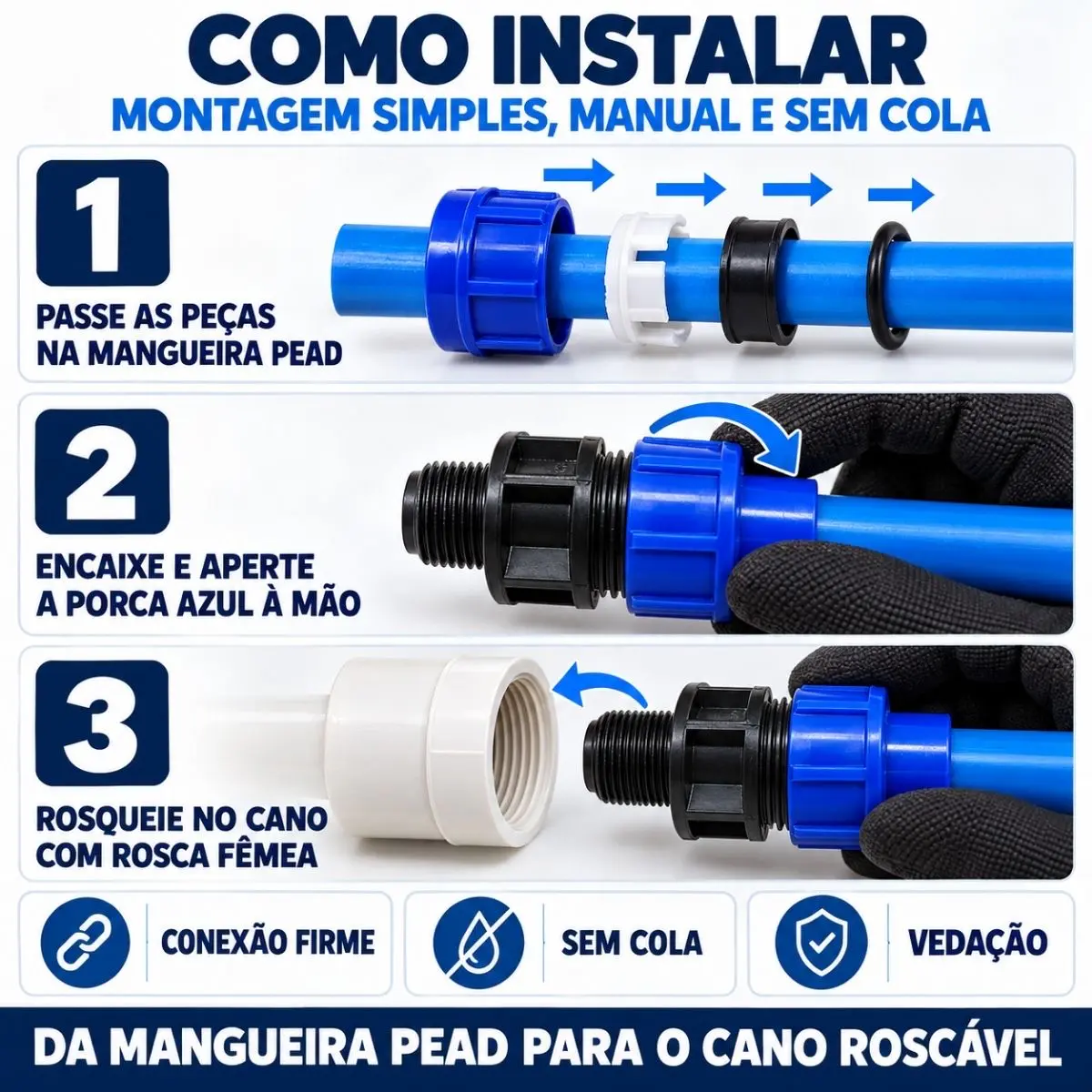 Adaptador Macho de Compressão PEAD 25 mm x 1/2" – Rosca Macho
