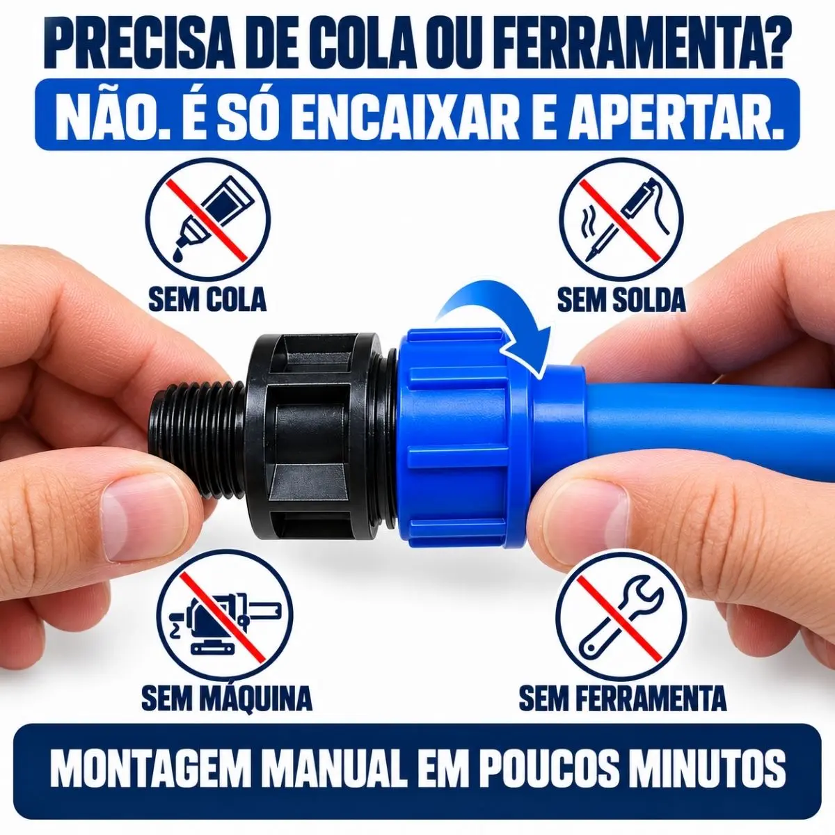 Adaptador Macho de Compressão PEAD 25 mm x 1/2" – Rosca Macho