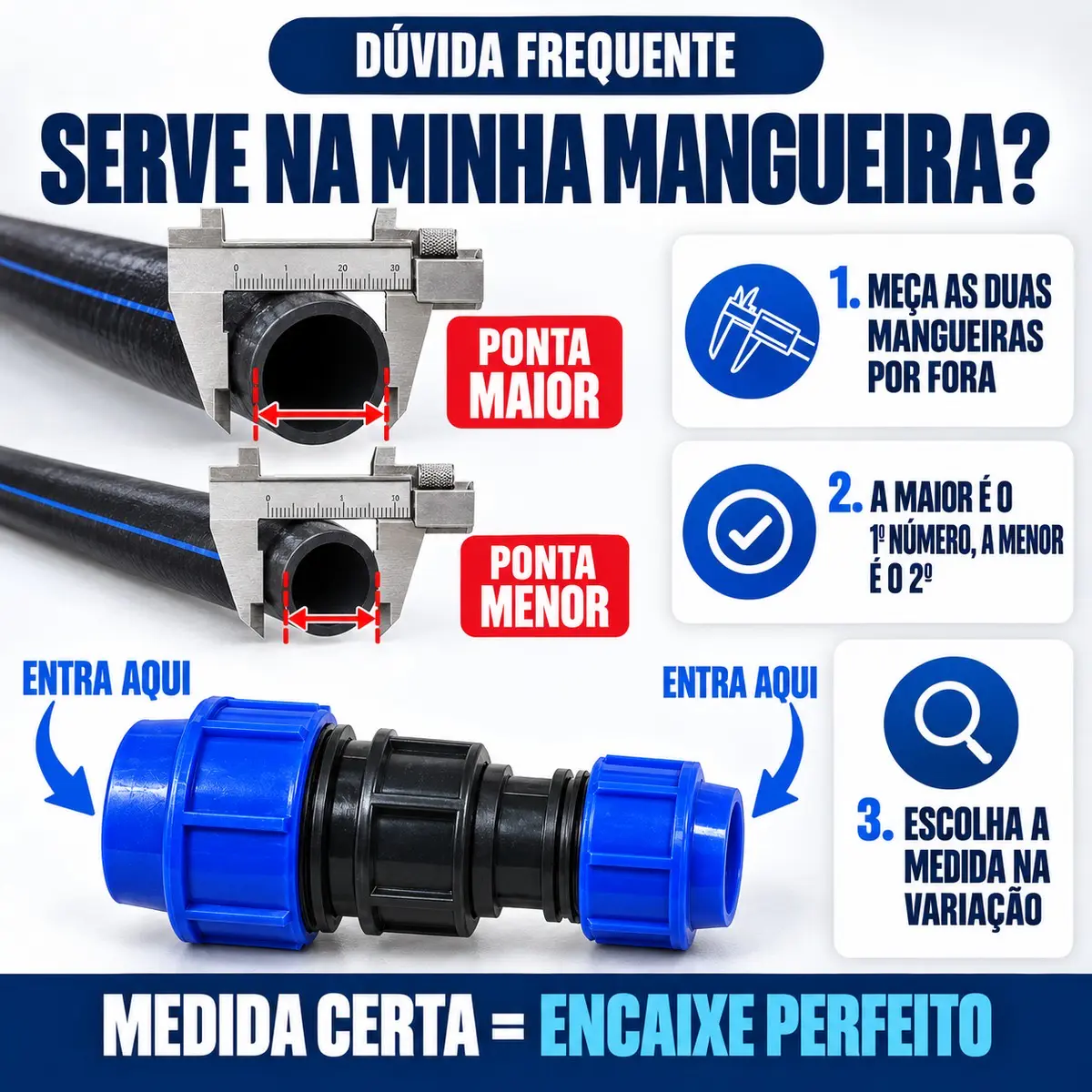 União Redutora de Compressão PEAD 25 x 20 mm – Luva de Redução
