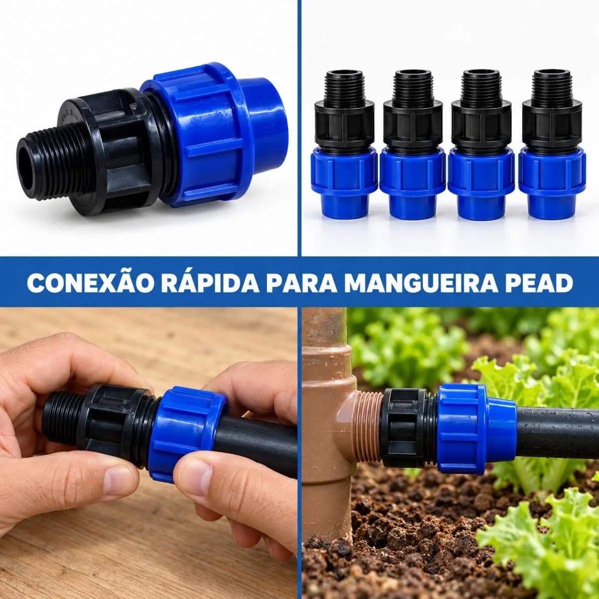 Adaptador Macho de Compressão PEAD 25 mm x 1/2" – Rosca Macho