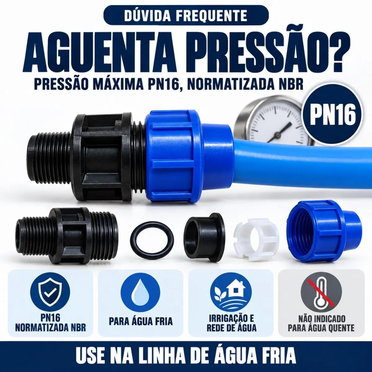 Adaptador Macho de Compressão PEAD 25 mm x 1/2" – Rosca Macho