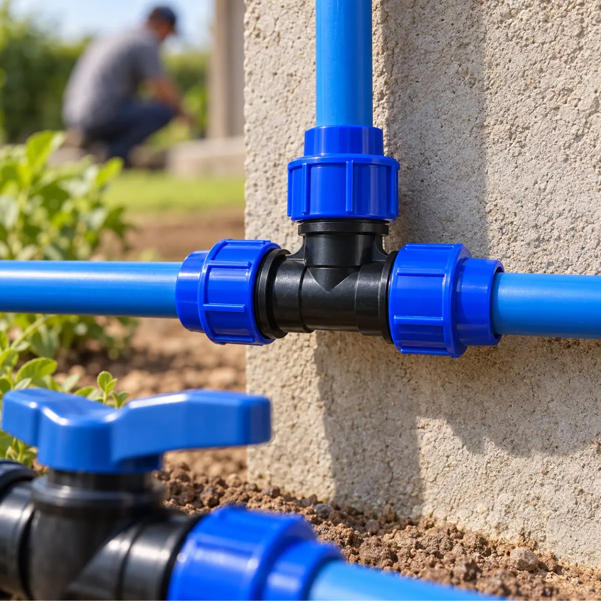 Tê de Compressão PEAD 32 mm – Conexão T para Mangueira PEAD
