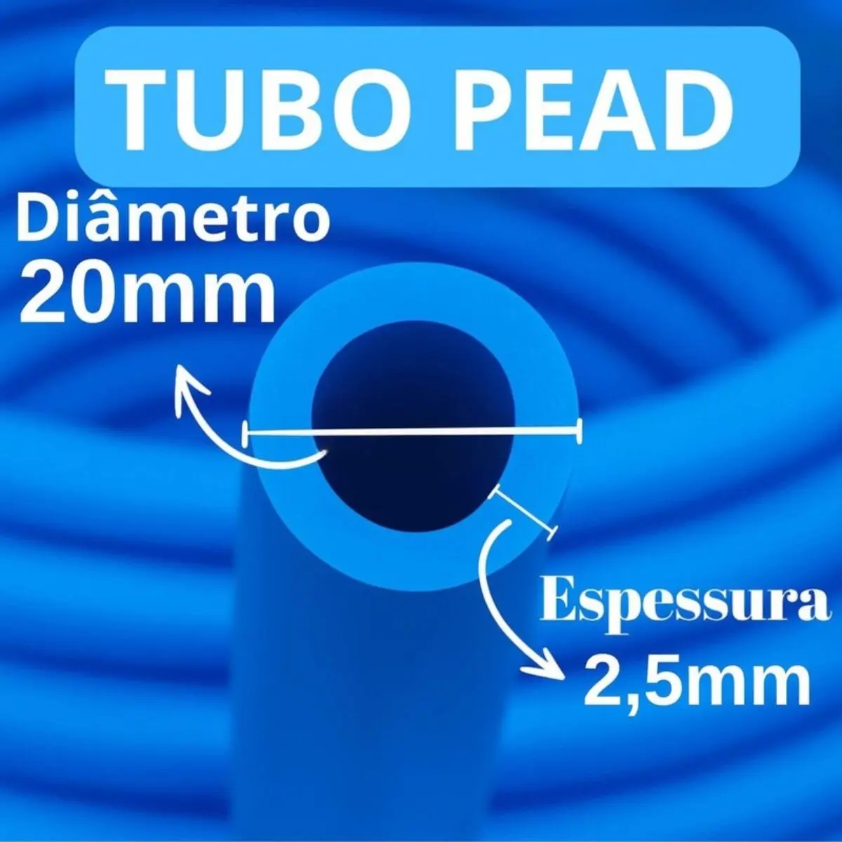 Tubo PEAD 20 mm PN 25 Azul Rolo 100 m – Mangueira PEAD para Água e Irrigação